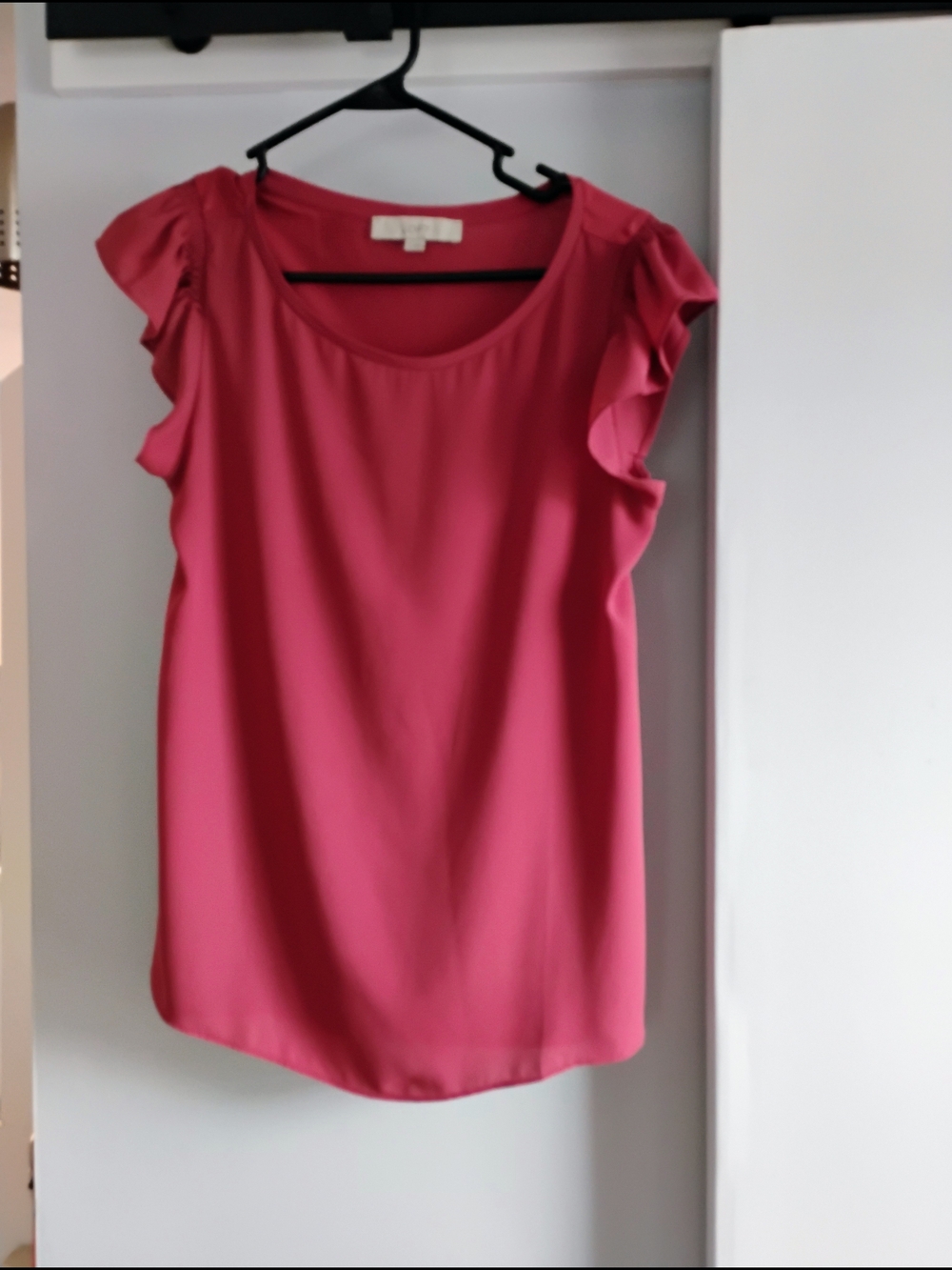 LOFT Coral Ruffle Sleeve Top